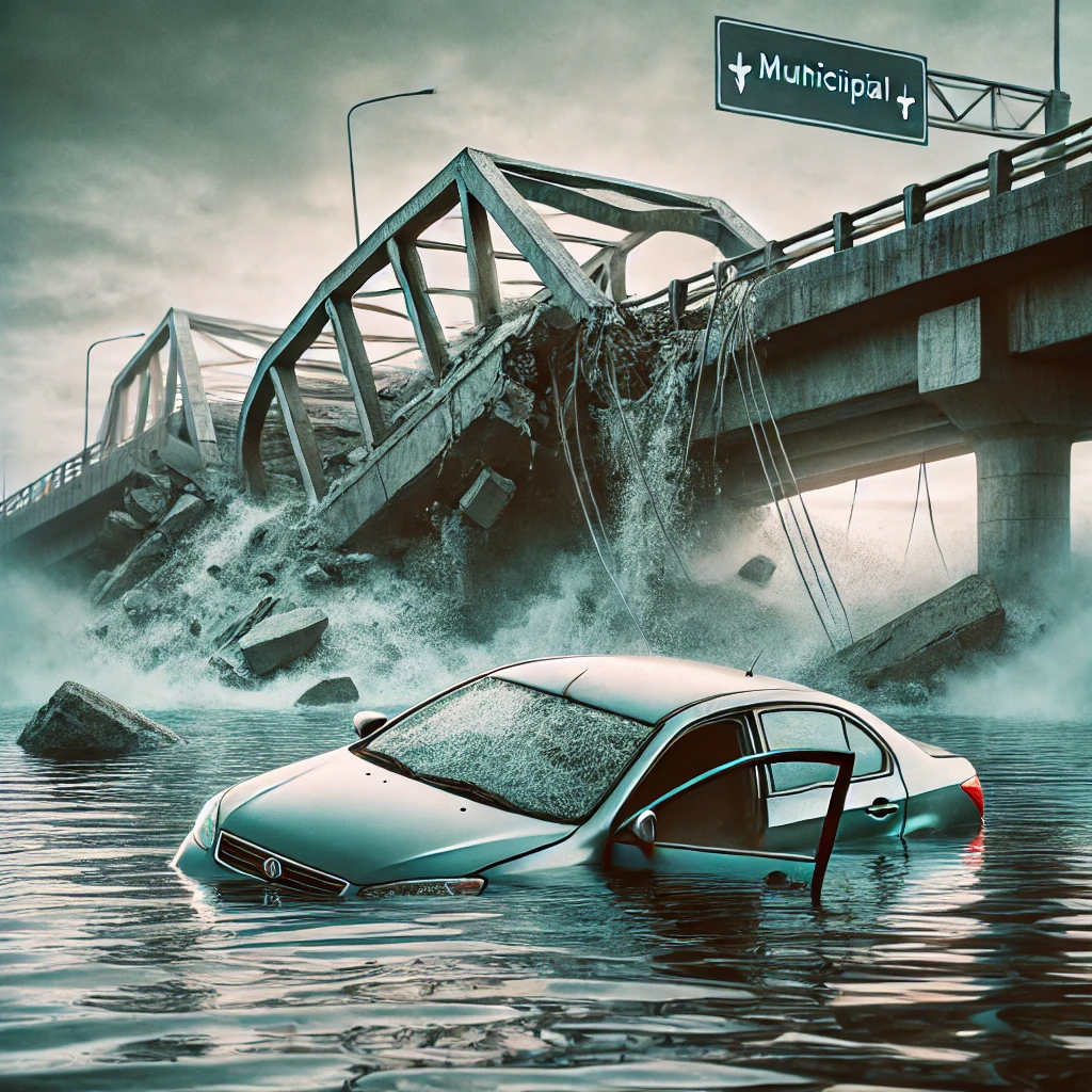 Município ressarcirá seguradora de automóvel após queda de ponte 